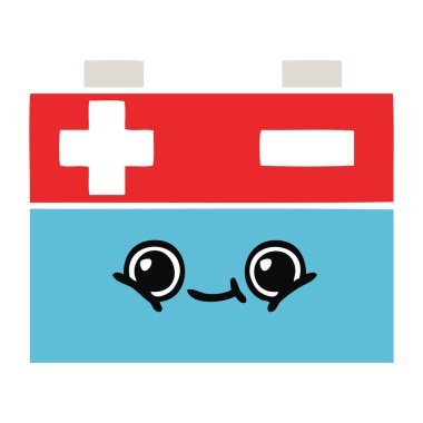 düz renk retro karikatür akü