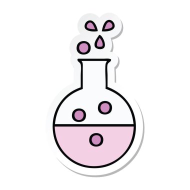 sevimli çizgi kimya tüp etiket