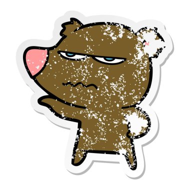 kızgın ayı karikatür sıkıntılı etiket