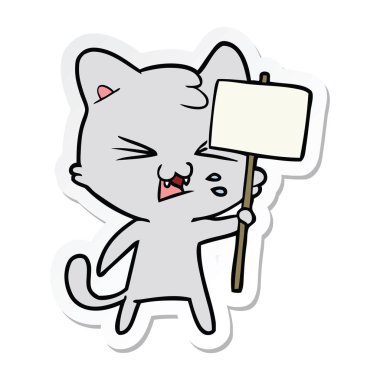 kedi tıslama çizgi film etiketi