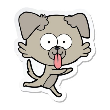 etiket yapışkanlık dışarı dil bir karikatür çalışan köpek