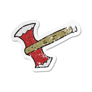 Retro sıkıntılı etiket bir karikatür balta