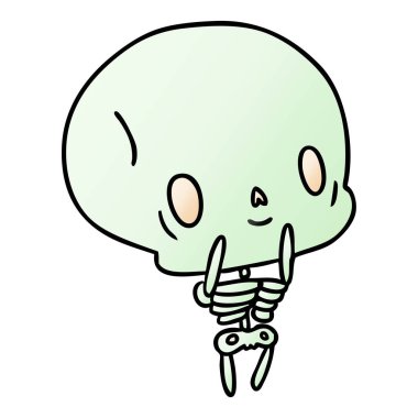 Degrade çizgi film kawaii şirin ölü iskelet 