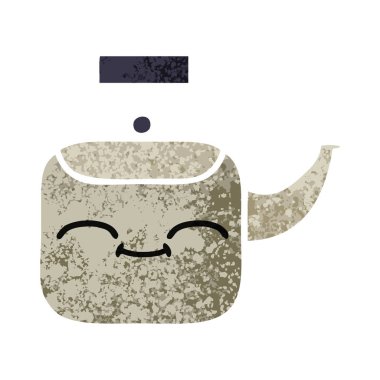 Retro illüstrasyon tarzı çizgi film su ısıtıcısı