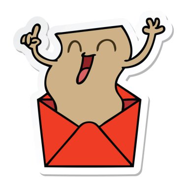 ilginç bir el etiket karikatür mutlu harfi çizilmiş