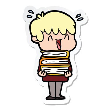 etiket bir karikatür gülen çocuk