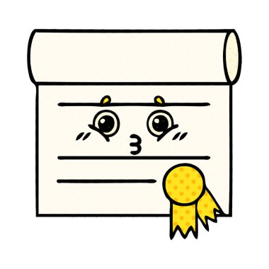 bir sertifikanın çizgi roman tarzı çizgi film