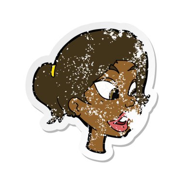 bir çizgi film dostu kadının Retro sıkıntılı etiket