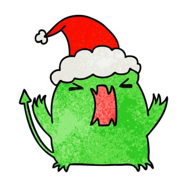 Noel dokulu karikatür kawaii şeytanın el çekilmiş