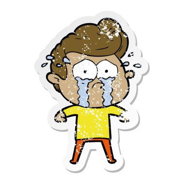 adam ağlıyor bir karikatür sıkıntılı etiket