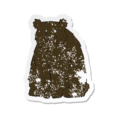 bir karikatür komik siyah ayı Retro sıkıntılı etiket