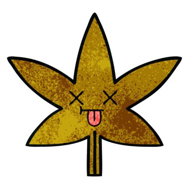 Retro grunge doku çizgi film sonbahar yaprak