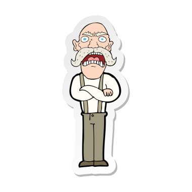 yaşlı adam bir karikatür Sticker şok