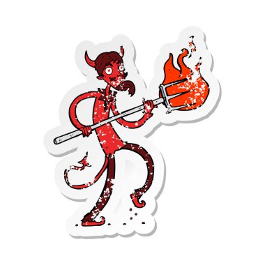 dirgen çizgi film şeytanla Retro sıkıntılı etiket