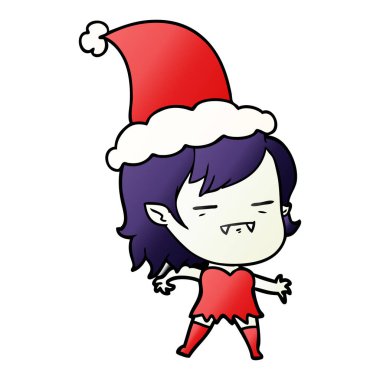 Noel Baba şapkası giyen bir ölümsüz vampir kız degrade çizgi film