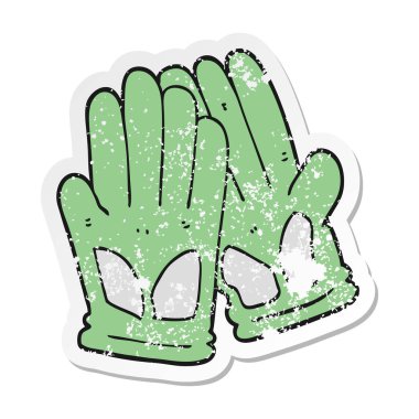 bir çizgi film Bahçe sıkıntılı etiket iş eldivenleri