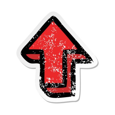 bir sevimli çizgi işaret eden ok sıkıntılı etiket