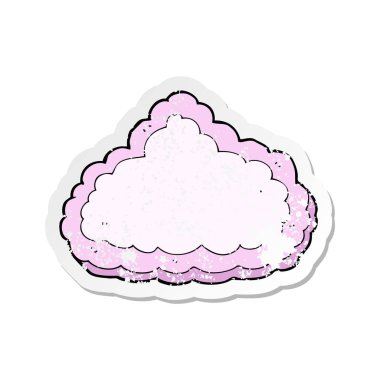 Retro sıkıntılı etiket bir karikatür dekoratif bulut