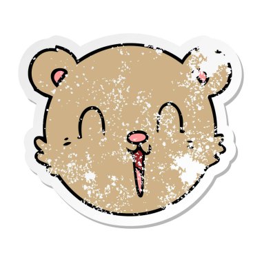 bir sevimli çizgi ayıcık yüz sıkıntılı etiket