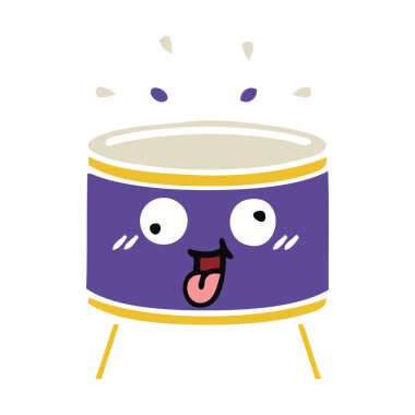 düz renk retro karikatür bir davul