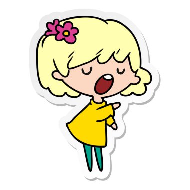 etiket şirin kawaii kız çizgi film gösterimi