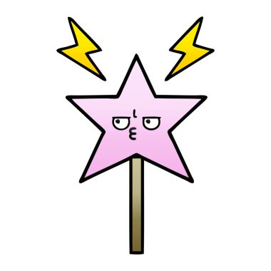 Degrade gölgeli çizgi film sihirli değnek