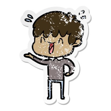 bir çizgi film gülen çocuk sıkıntılı etiket