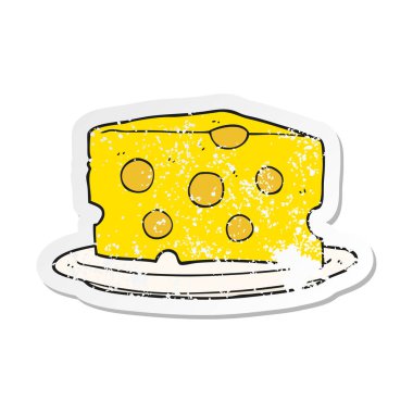 bir çizgi film peynir Retro sıkıntılı etiket