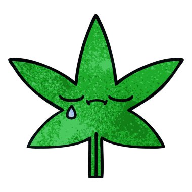 Retro grunge doku karikatür marihuana yaprağı