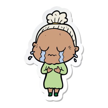 çizgi film ağlayan yaşlı kadın etiketi