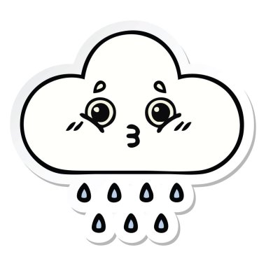 sevimli çizgi yağmur bulutu etiket
