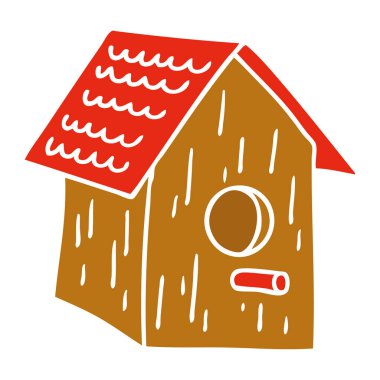 elle çizilmiş karikatür doodle bir ahşap kuş evin