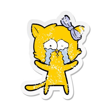 bir karikatür kedi sıkıntılı etiket