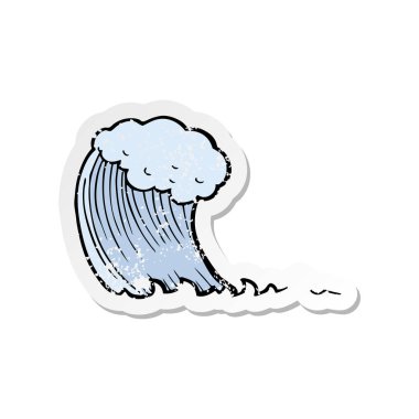 bir çizgi film dalganın Retro sıkıntılı etiket