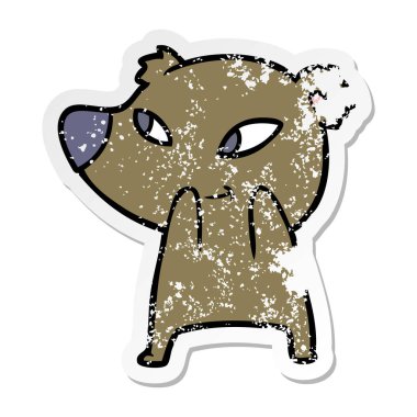 sevimli çizgi ayı sıkıntılı etiket