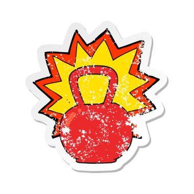 bir çizgi film su ısıtıcısı çan Retro sıkıntılı etiket