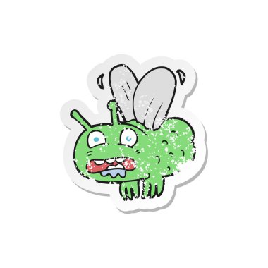 bir çizgi film sineğin Retro sıkıntılı etiket