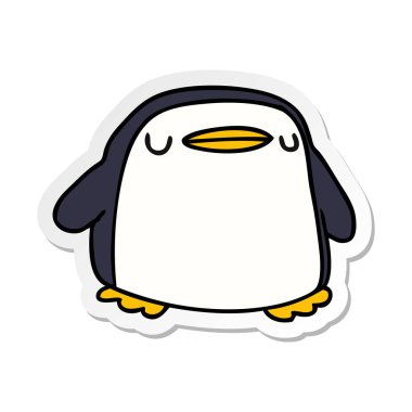 etiket karikatür kawaii bir sevimli penguen