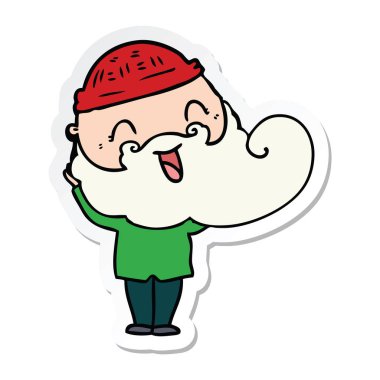 mutlu bir sakallı adamın etiket