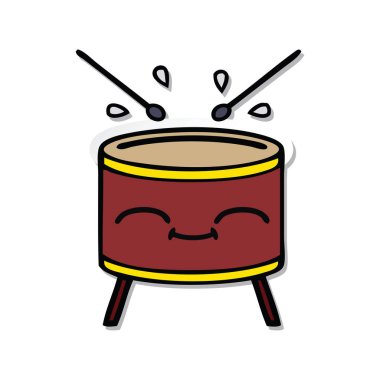 sevimli çizgi davul etiket