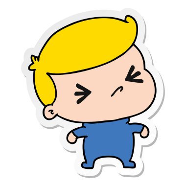 etiket karikatür çizimi bir kawaii şirin bebek çapraz