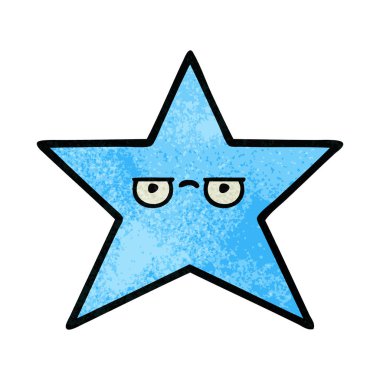 Retro grunge doku karikatür bir yıldız balık