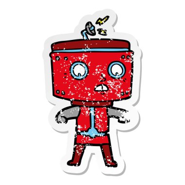 bir çizgi film robot sıkıntılı etiket