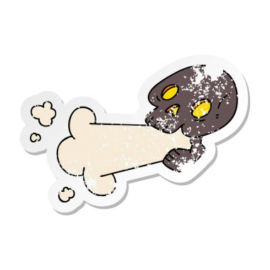 ilginç bir el sıkıntılı etiket karikatür kafatası çizilmiş