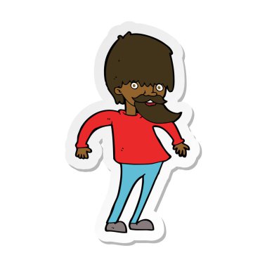 etiket bir karikatür omuzlarında shrugging adam sakallı