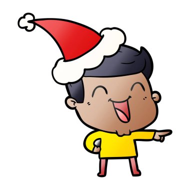 el giyen Noel Baba şapkası gülen bir adam, degrade çizgi film çekilmiş