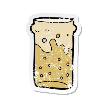 bir çizgi film pint bira Retro sıkıntılı etiket