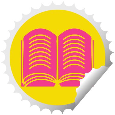 dairesel peeling etiket karikatür açık bir kitap