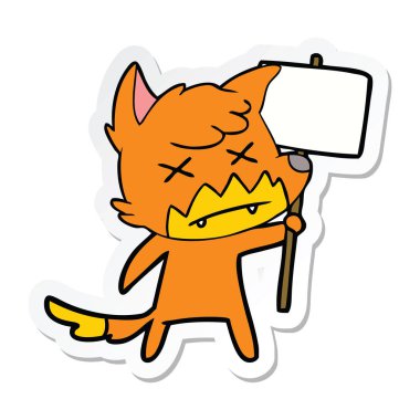 etiket bir karikatür ölü Fox protesto işareti ile