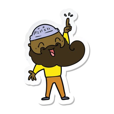 Harika bir fikir ile mutlu bir sakallı adamın etiket